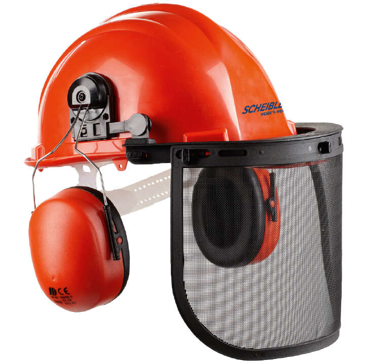 SCHEIBLER Forstschutzhelm Set mit Gehörschutz und Gittervisier EN 397